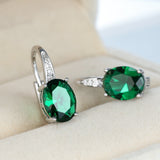 Luxury Female Green Oval Earrings