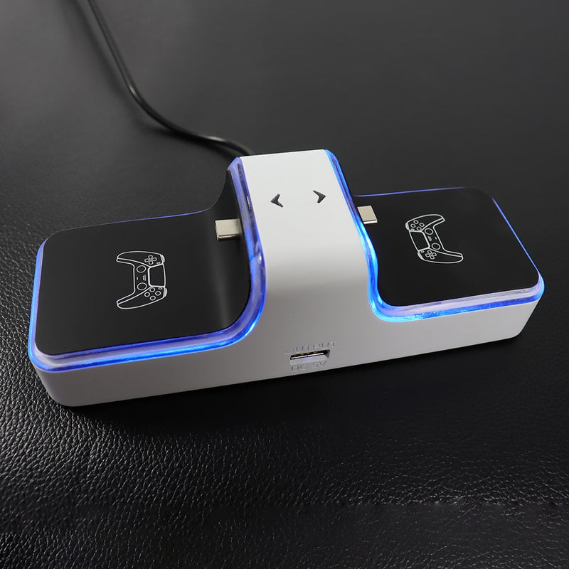For PS5 Controller Charger Dual USB Fast Charging Dock Station Stand with USB A Ouput for PlayStation 5 DualSense Accessories
