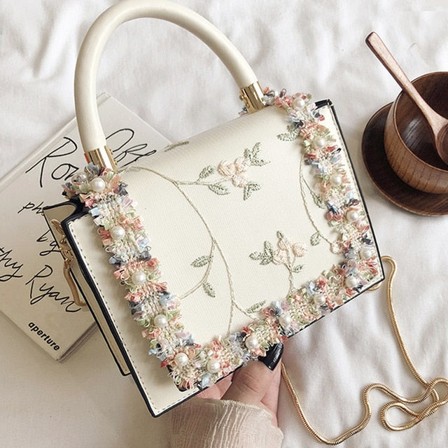 Vintage Flower Lace Handbags Women's Crossbody Bags.