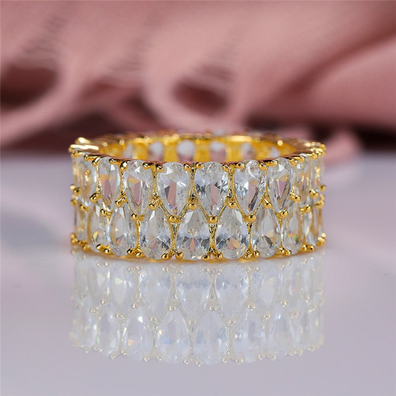 Big Female Crystal Zircon Stone Ring