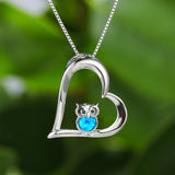 Unique Female Blue Opal Pendant Necklace Charm Silver Color