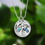 Unique Female Blue Opal Pendant Necklace Charm Silver Color