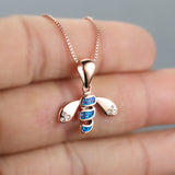 Unique Female Blue Opal Pendant Necklace Charm Silver Color