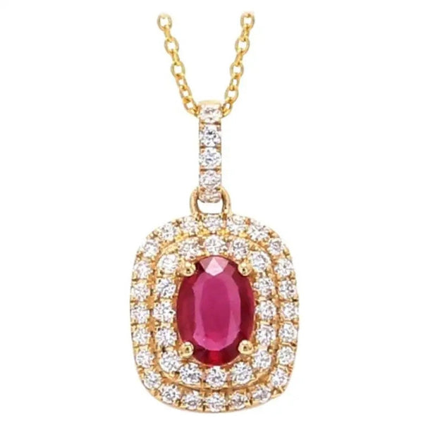 Charm Female Rose Red Crystal Pendant Necklace