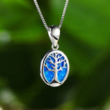 Unique Female Blue Opal Pendant Necklace Charm