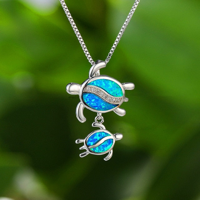 Unique Female Blue Opal Pendant Necklace Charm