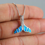 Unique Female Blue Opal Pendant Necklace Charm