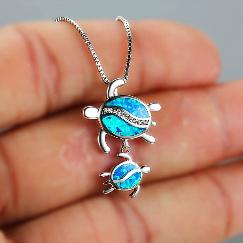 Unique Female Blue Opal Pendant Necklace Charm