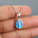 Unique Female Blue Opal Pendant Necklace Charm