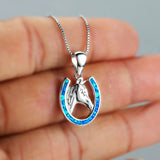 Unique Female Blue Opal Pendant Necklace Charm